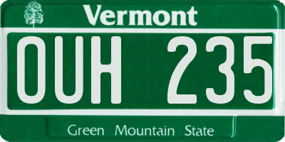 VT license plate OUH235