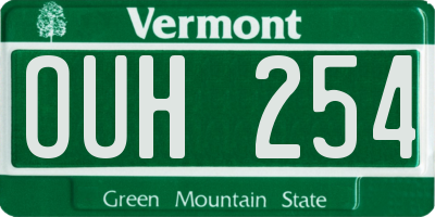 VT license plate OUH254