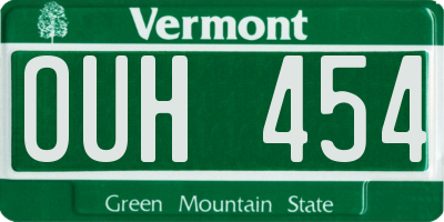 VT license plate OUH454