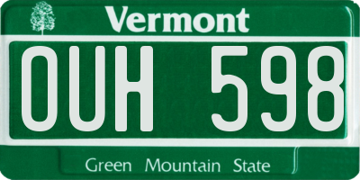 VT license plate OUH598