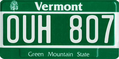 VT license plate OUH807