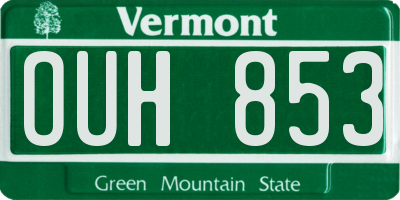 VT license plate OUH853