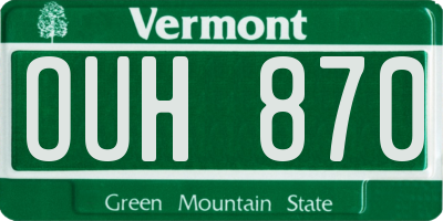 VT license plate OUH870