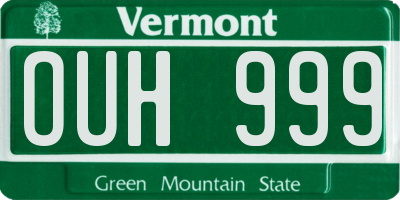 VT license plate OUH999