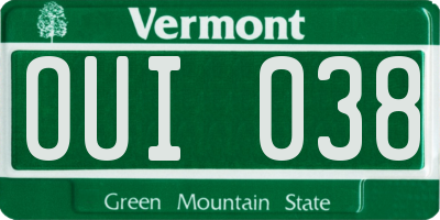 VT license plate OUI038