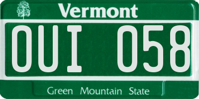 VT license plate OUI058