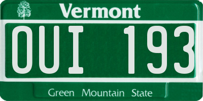 VT license plate OUI193