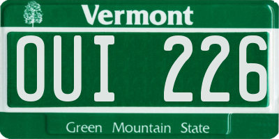 VT license plate OUI226