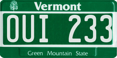 VT license plate OUI233