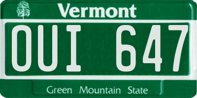 VT license plate OUI647