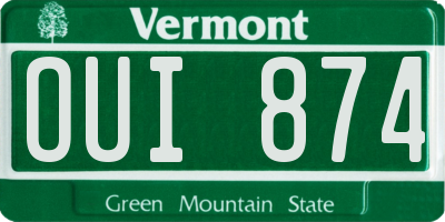 VT license plate OUI874