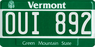 VT license plate OUI892