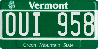 VT license plate OUI958