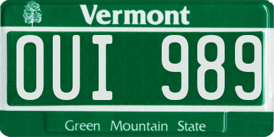 VT license plate OUI989
