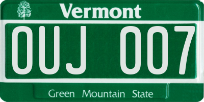 VT license plate OUJ007