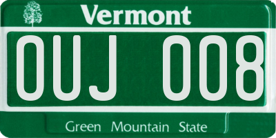 VT license plate OUJ008