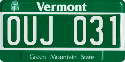 VT license plate OUJ031