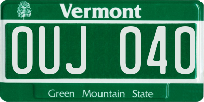 VT license plate OUJ040