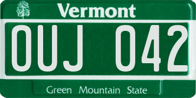 VT license plate OUJ042