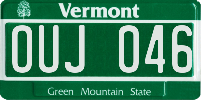 VT license plate OUJ046