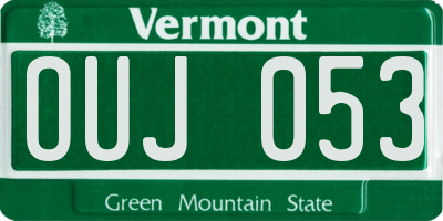 VT license plate OUJ053