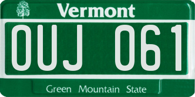 VT license plate OUJ061