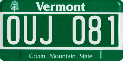VT license plate OUJ081