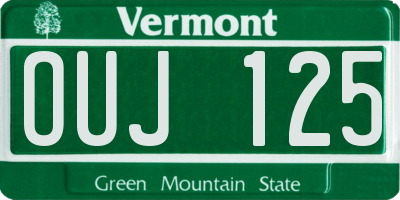 VT license plate OUJ125