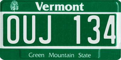 VT license plate OUJ134
