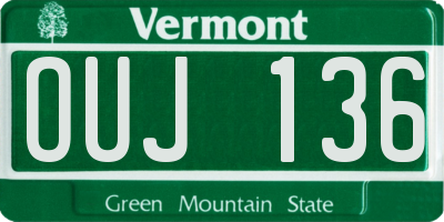 VT license plate OUJ136