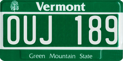 VT license plate OUJ189