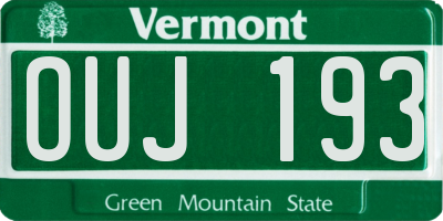 VT license plate OUJ193