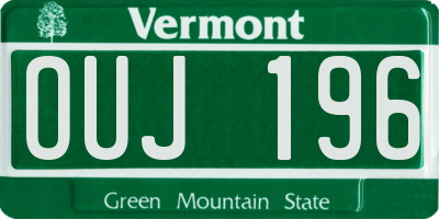 VT license plate OUJ196