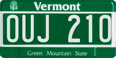 VT license plate OUJ210
