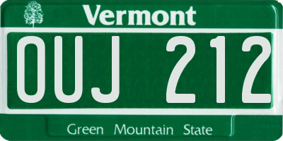 VT license plate OUJ212
