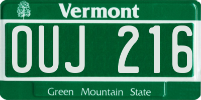 VT license plate OUJ216