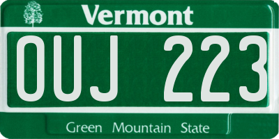 VT license plate OUJ223