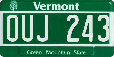 VT license plate OUJ243