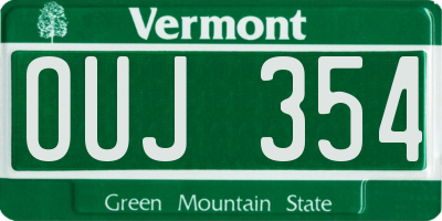VT license plate OUJ354