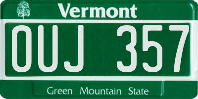 VT license plate OUJ357
