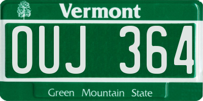 VT license plate OUJ364