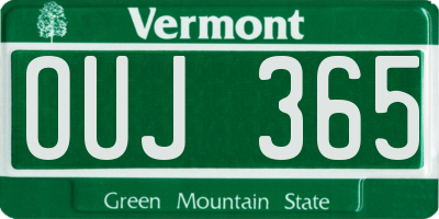 VT license plate OUJ365