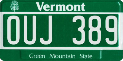 VT license plate OUJ389
