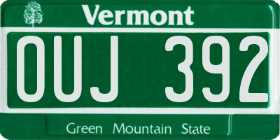 VT license plate OUJ392