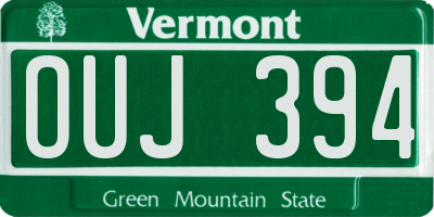 VT license plate OUJ394