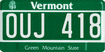 VT license plate OUJ418