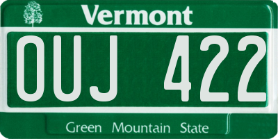 VT license plate OUJ422