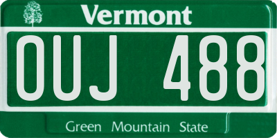 VT license plate OUJ488