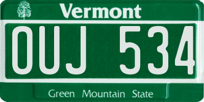 VT license plate OUJ534