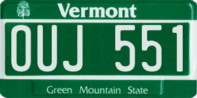 VT license plate OUJ551